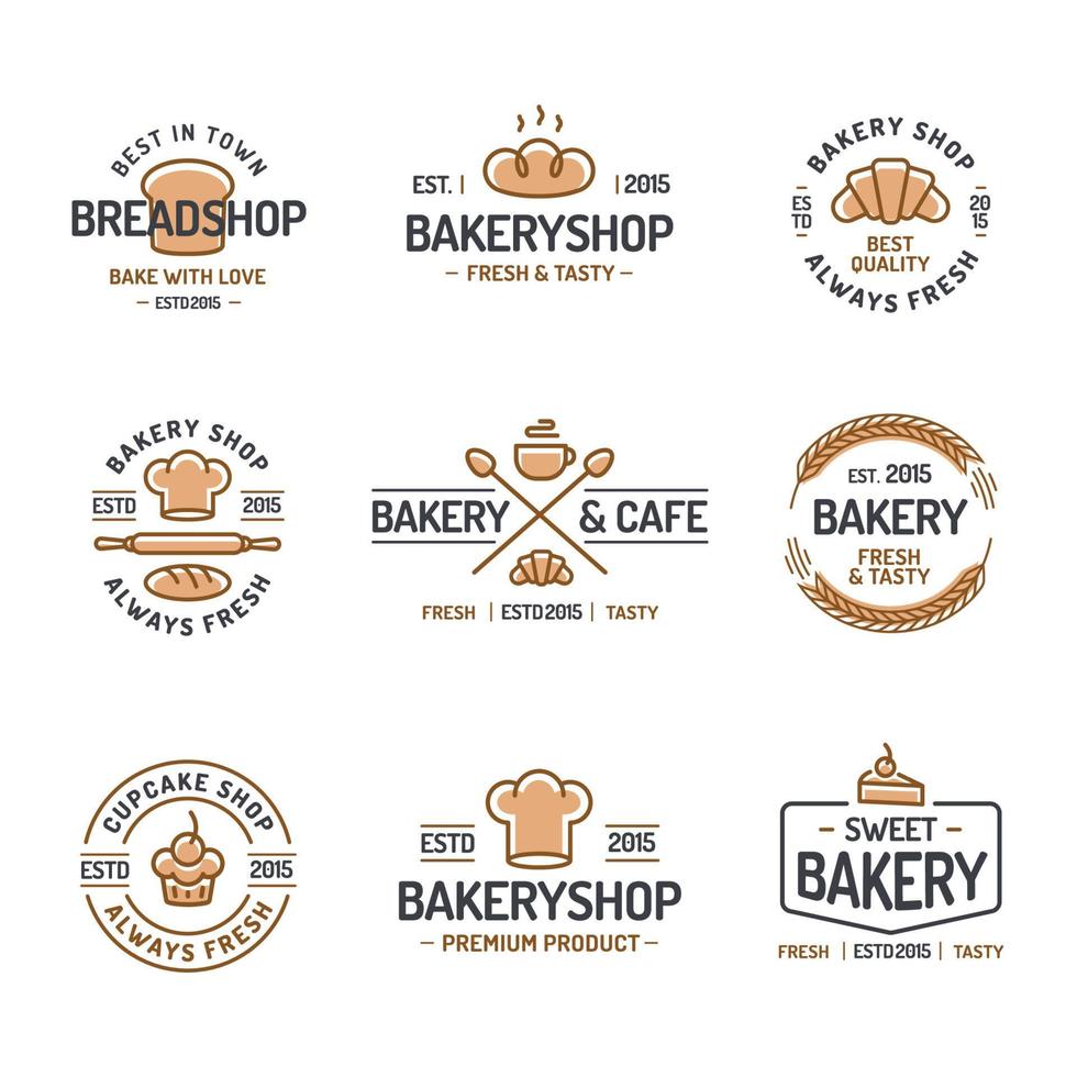 Bakery logo set for corporate identity baking firm vector