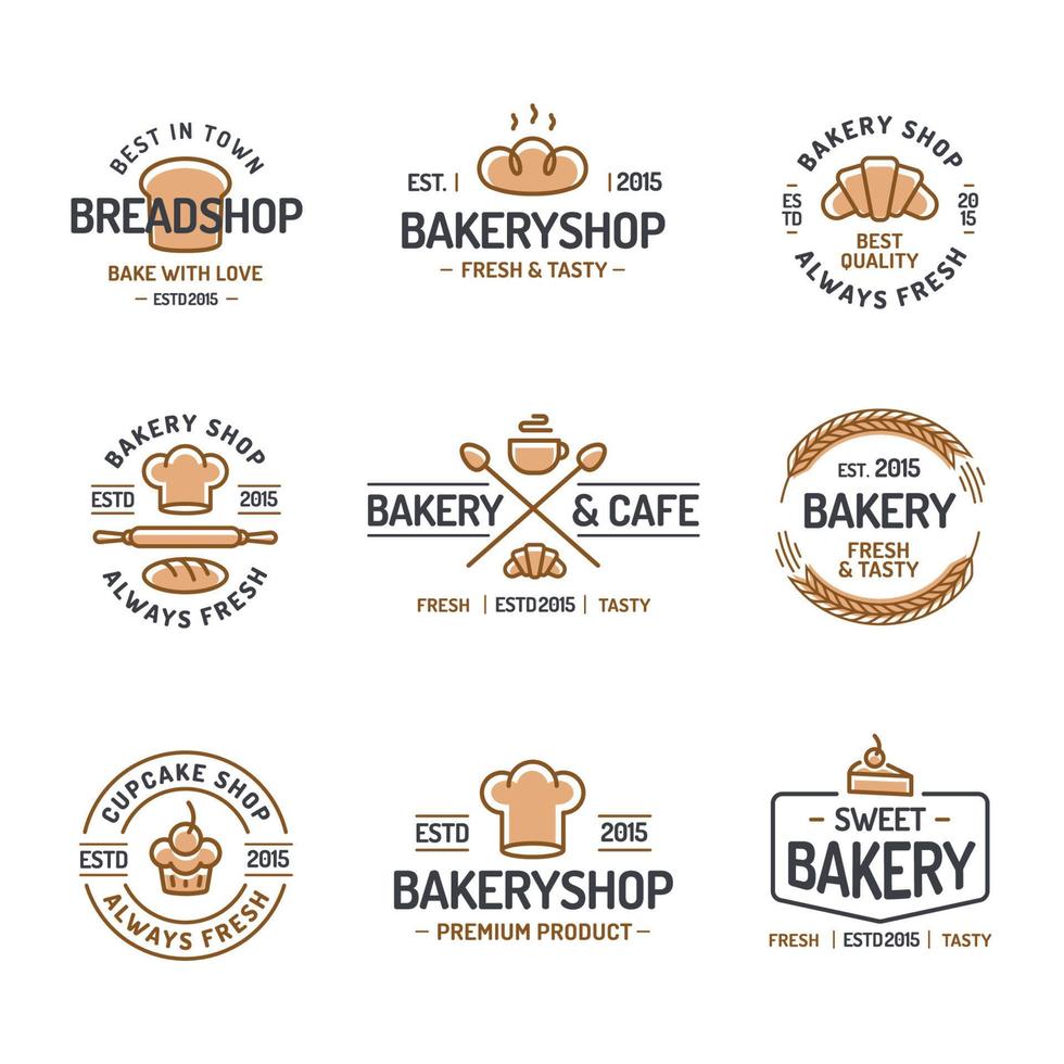 Bakery logo set for corporate identity baking firm vector