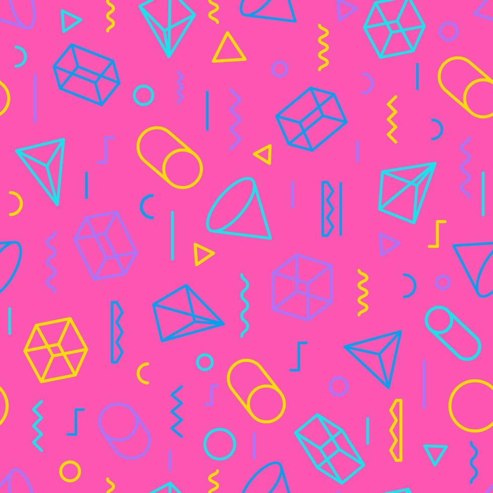 Geometric pattern consisting of shapes and lines on pink background for flyer, book etc vector