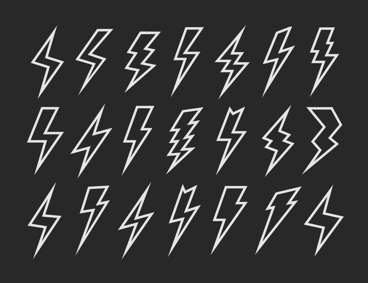 Electric lightning bold vector symbol set line style