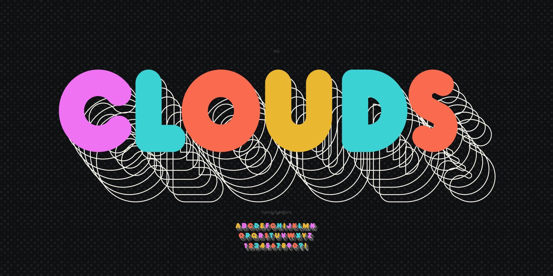 Vector clouds font bold style