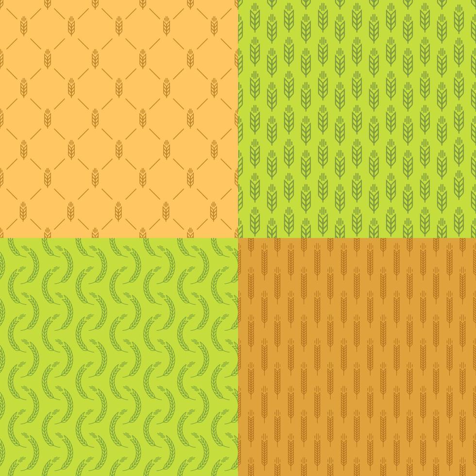 Ear seamless pattern set with wheat on different background for natural product store vector
