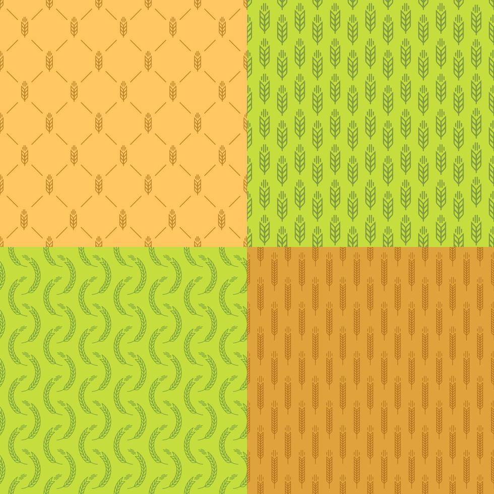 Ear seamless pattern set with wheat on different background for natural product store vector