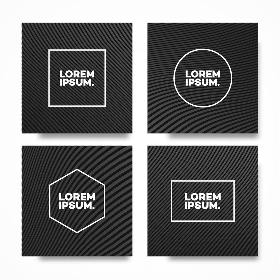 Cover design template set square shape with lines black color for decoration book vector