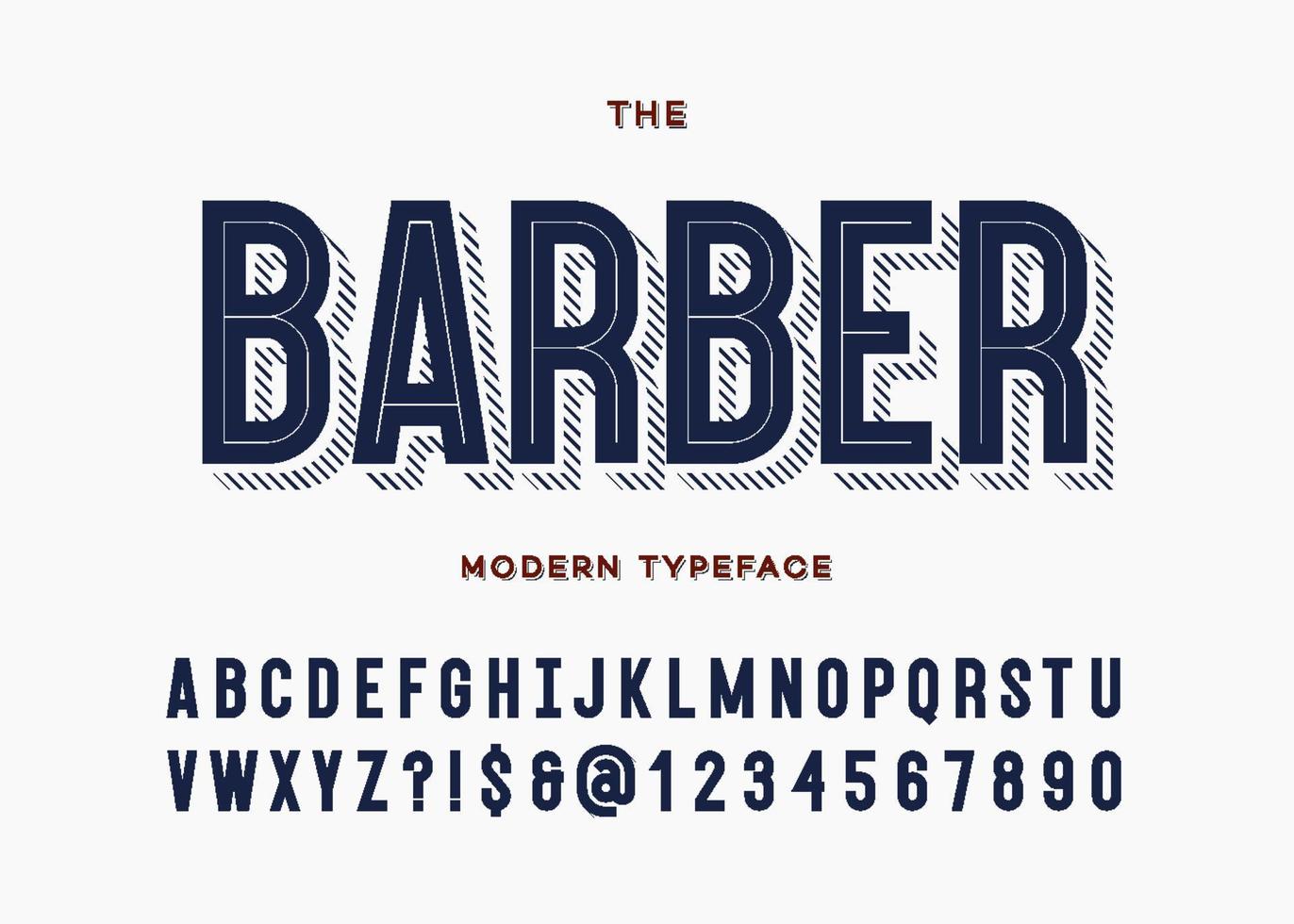 Barber font. Alphabet modern typeface typography sans serif vector