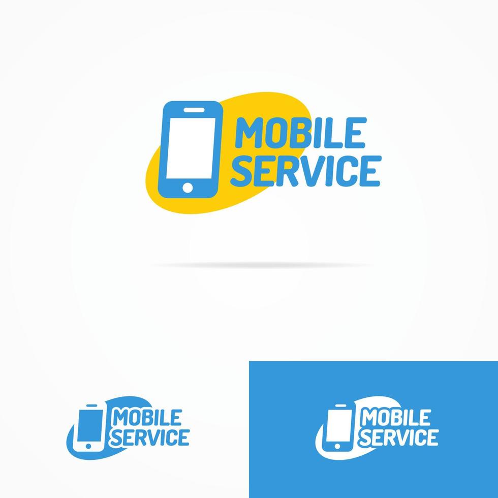 Mobile service logo set with silhouette phone vector