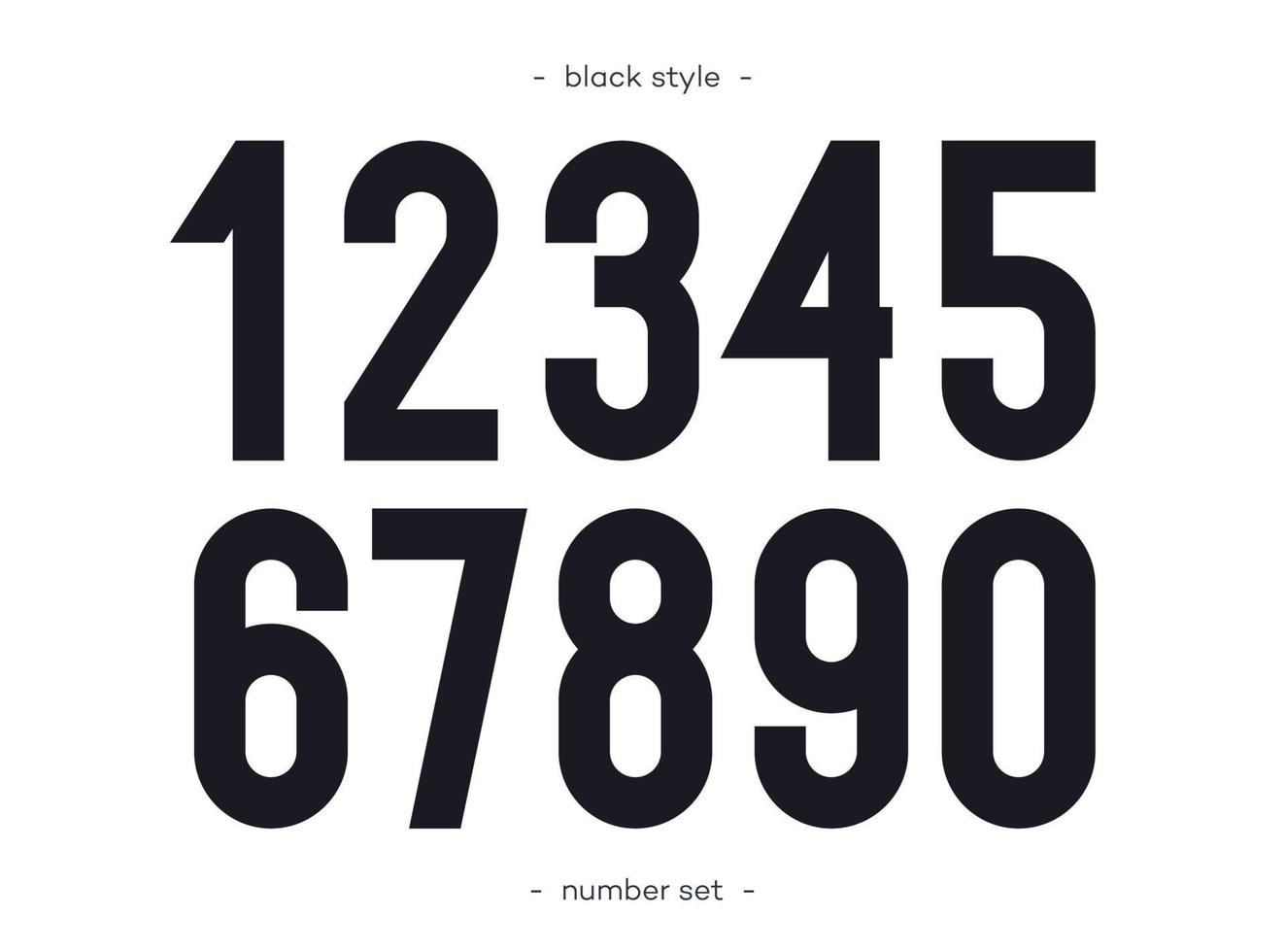 Set of numbers bold style black color trendy typography vector