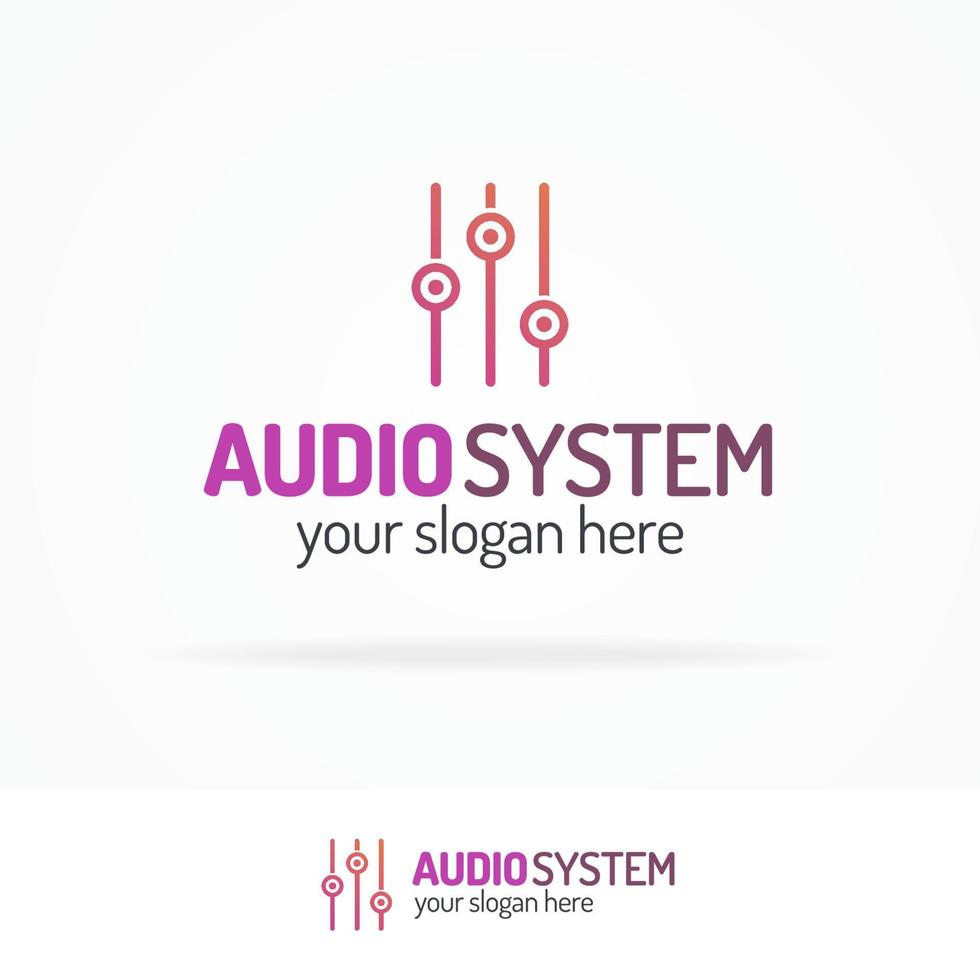 Audio system logo set with equalizer line modern color style vector