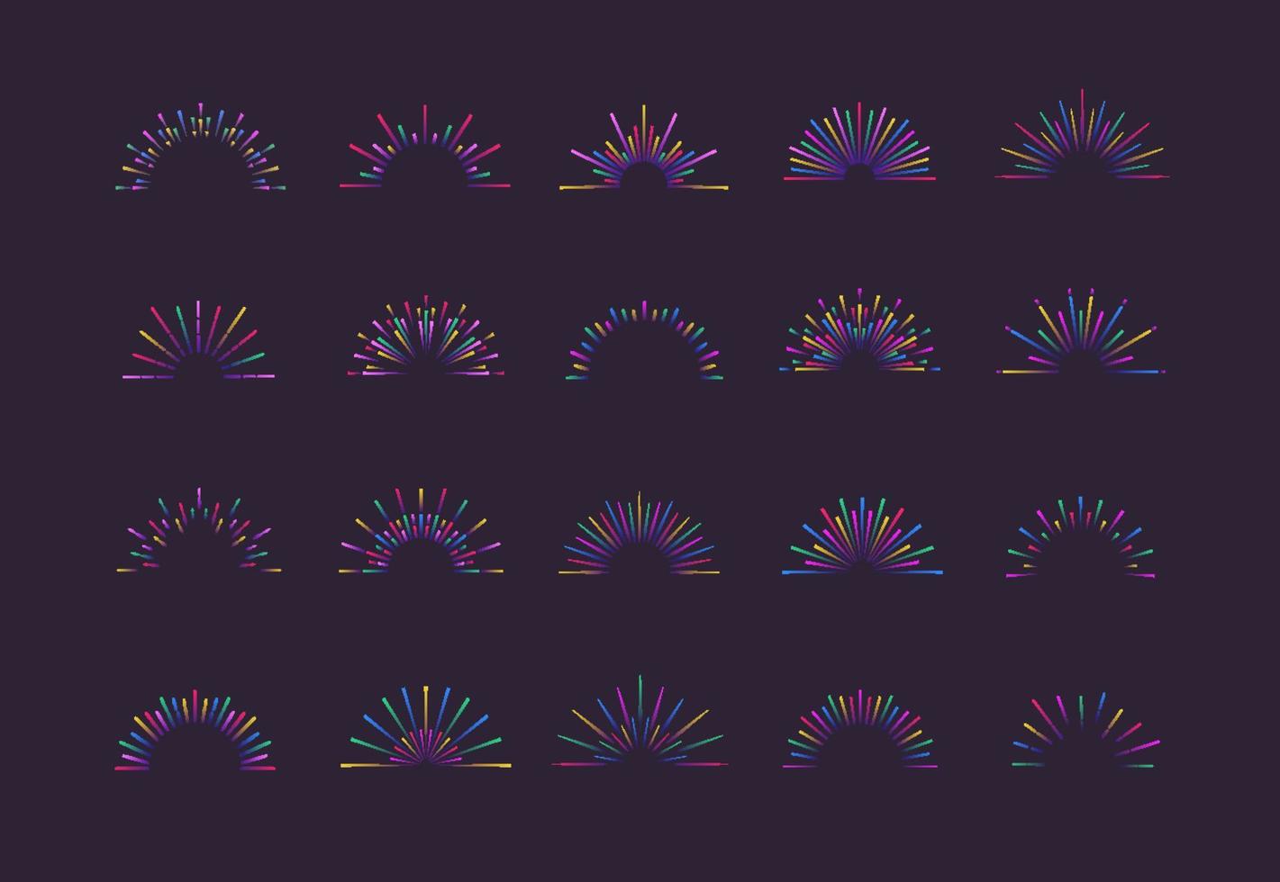 Sunburst set neon style vector