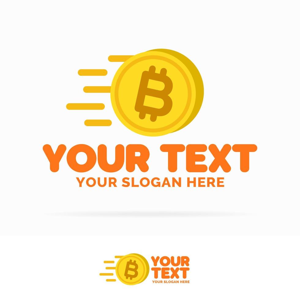 Bitcoin logo set consisting of flying money yellow color vector