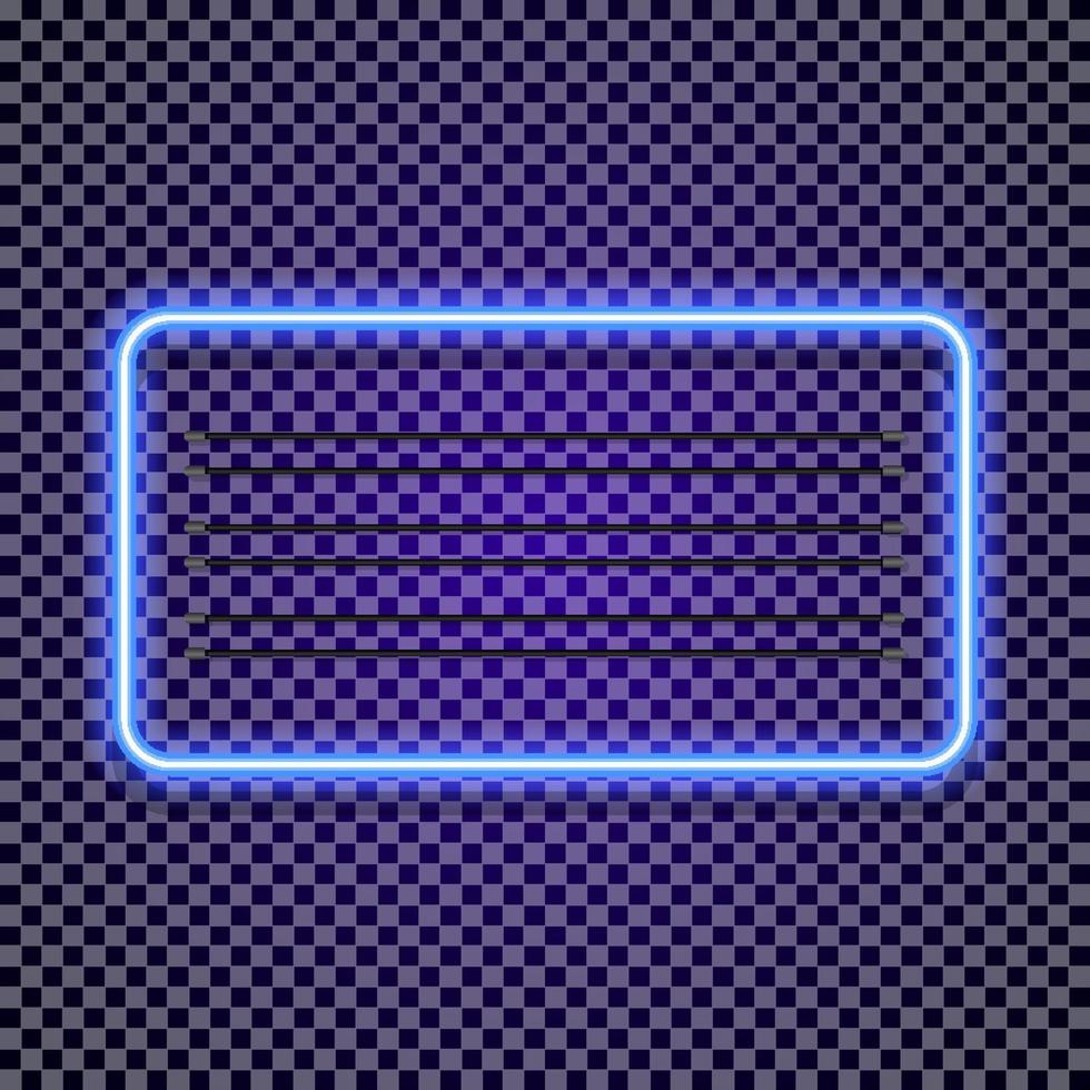 Vector neon horizontal frame cyan color style on transparent background