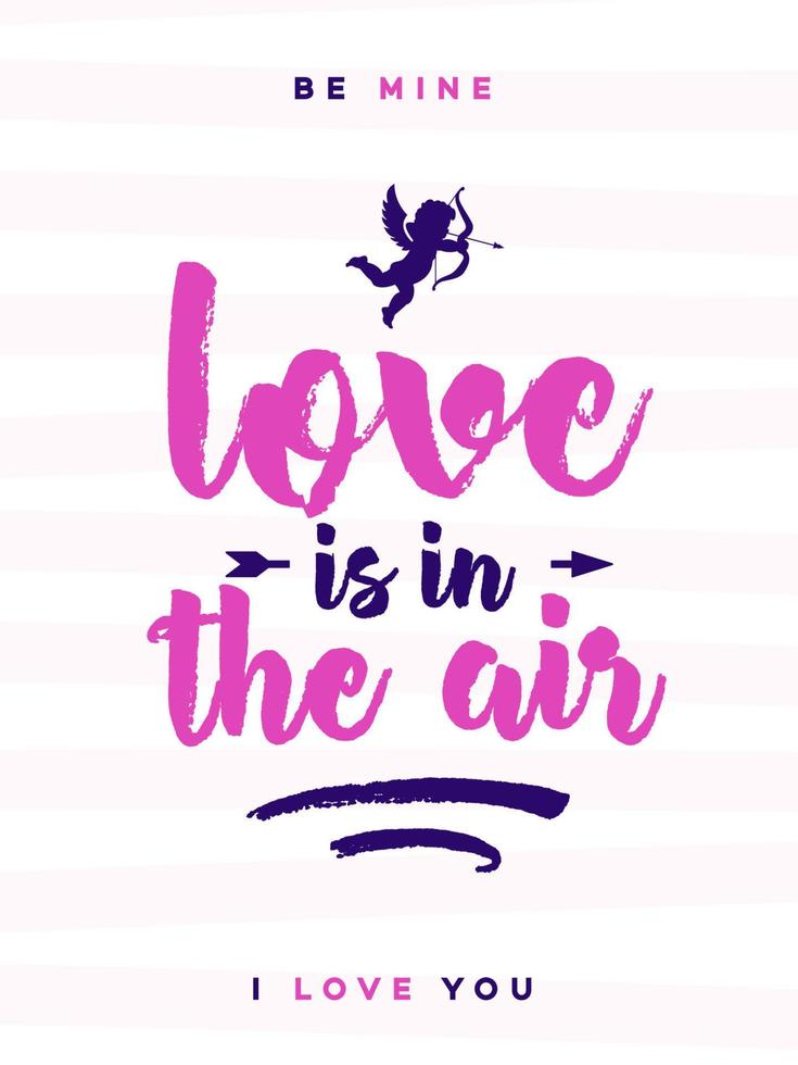 Valentines day greeting card with sign love is in the air on lovely cute background vector