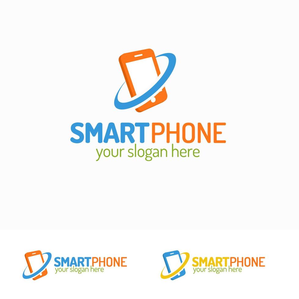 Smartphone logo set with silhouette phone with circle vector