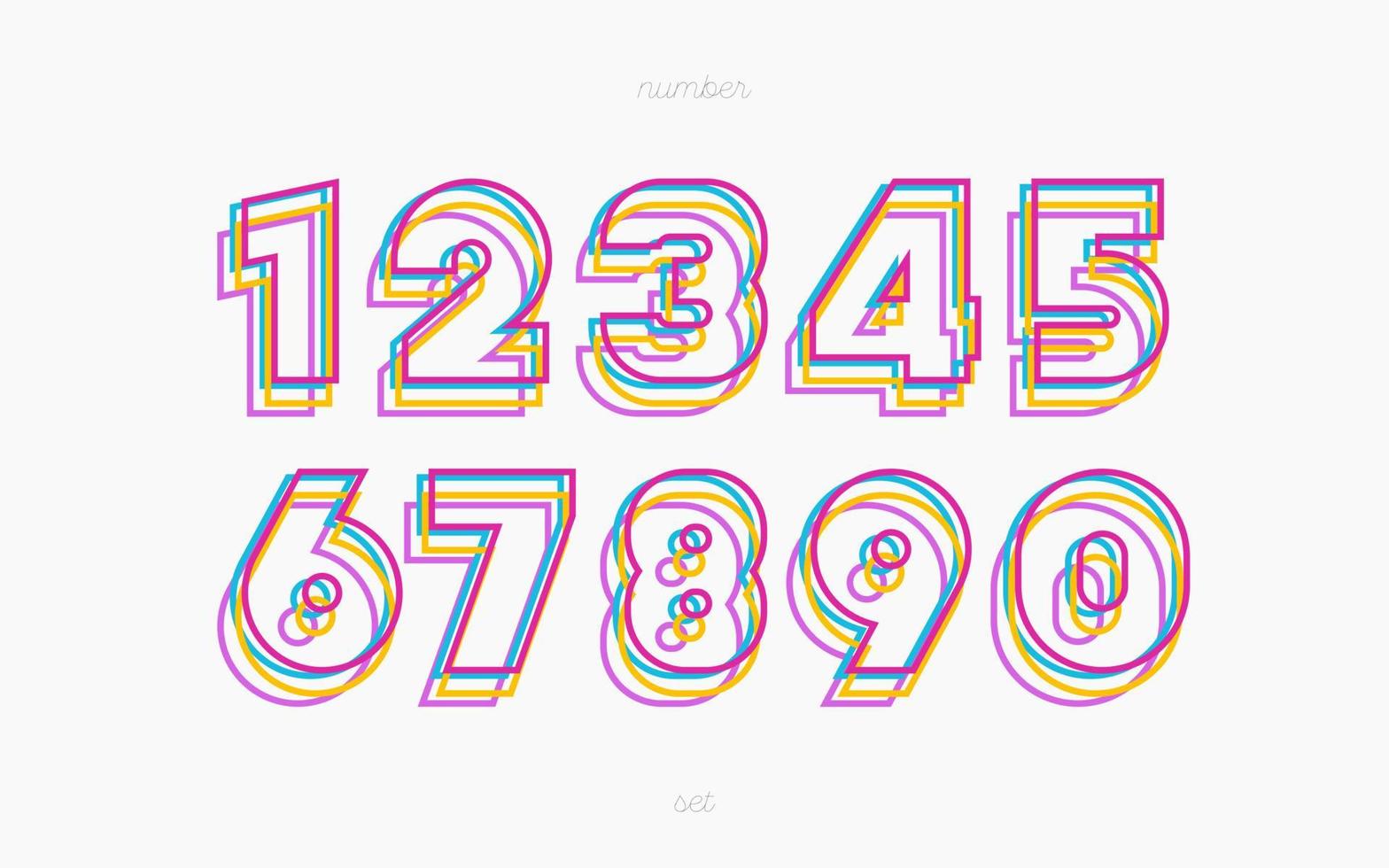 Vector number set color line style