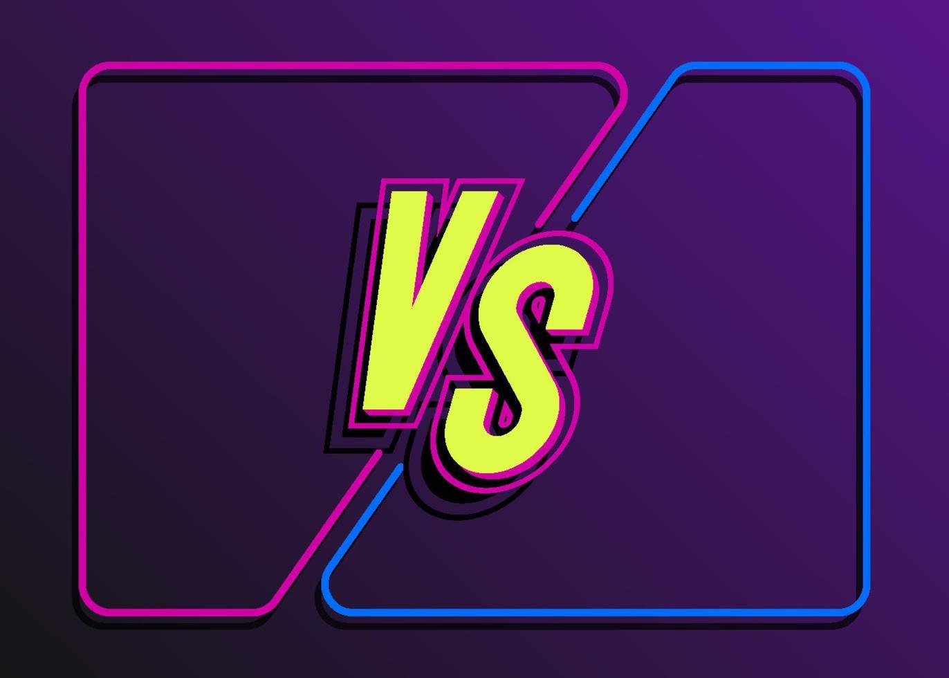 versus banner con marco y signo vs estilo neón vector