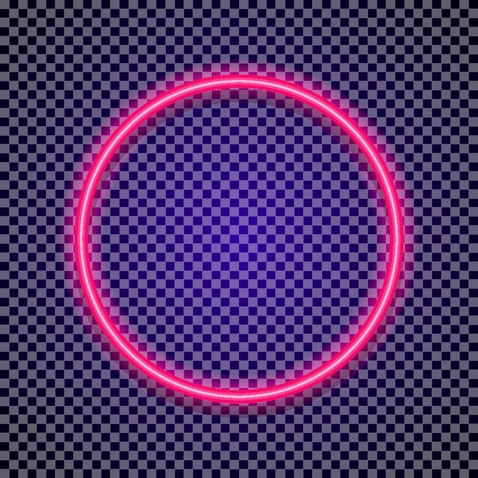 Vector neon circle frame red color on transparent background