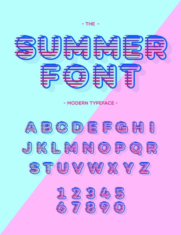 Vector summer font colorfull style modern typography. Alphabet for party poster, t shirt