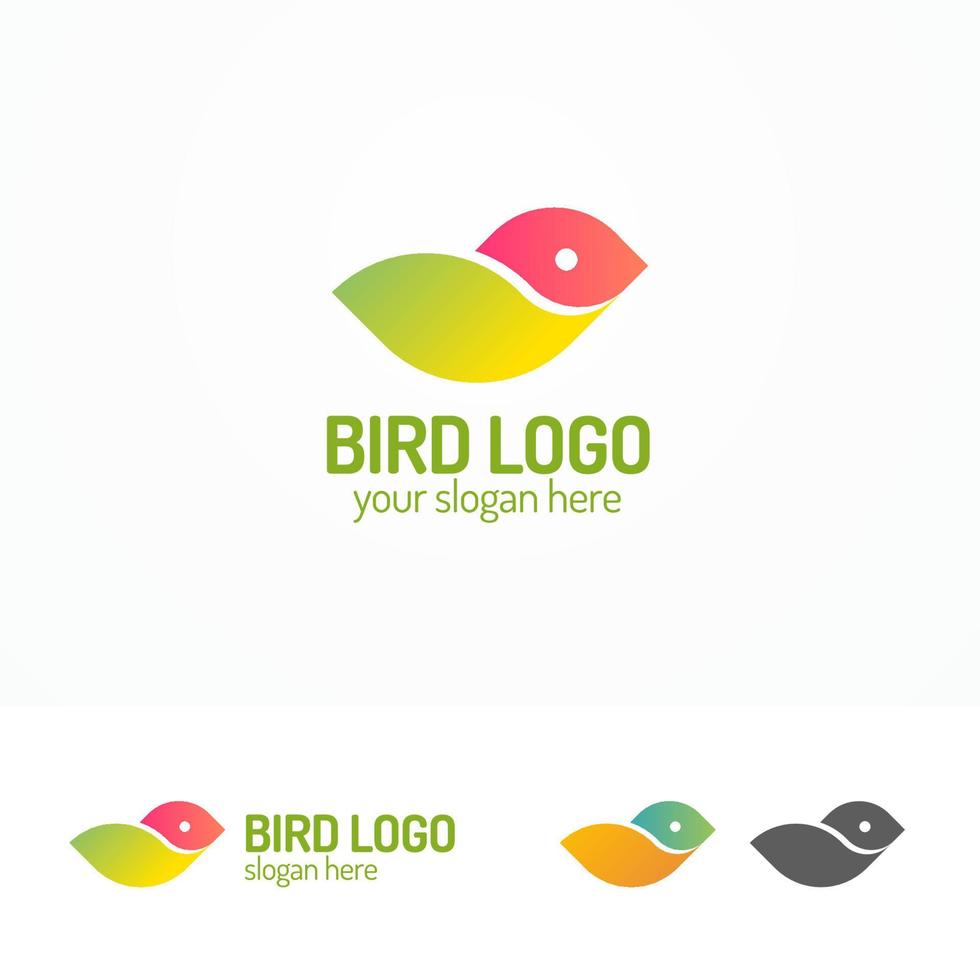 Bird logo set flat color style vector