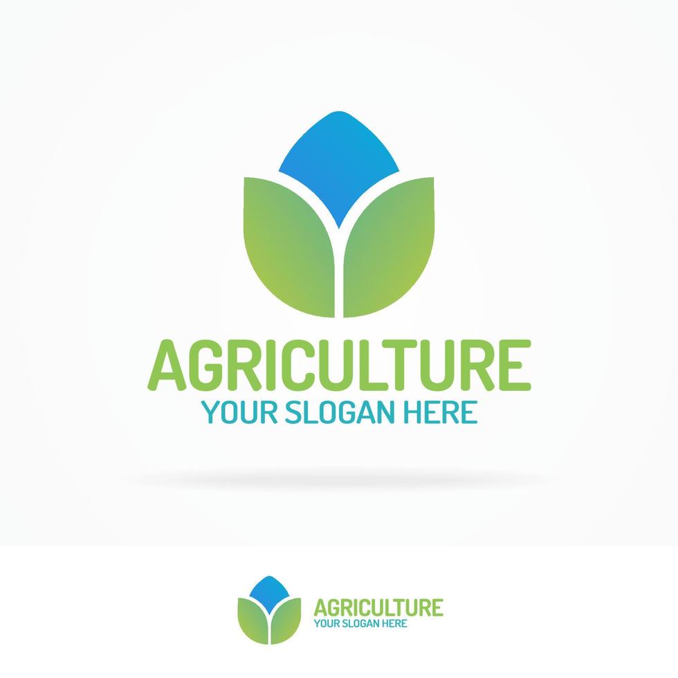 logotipo de agricultura establece estilo de color con planta y gota de agua vector