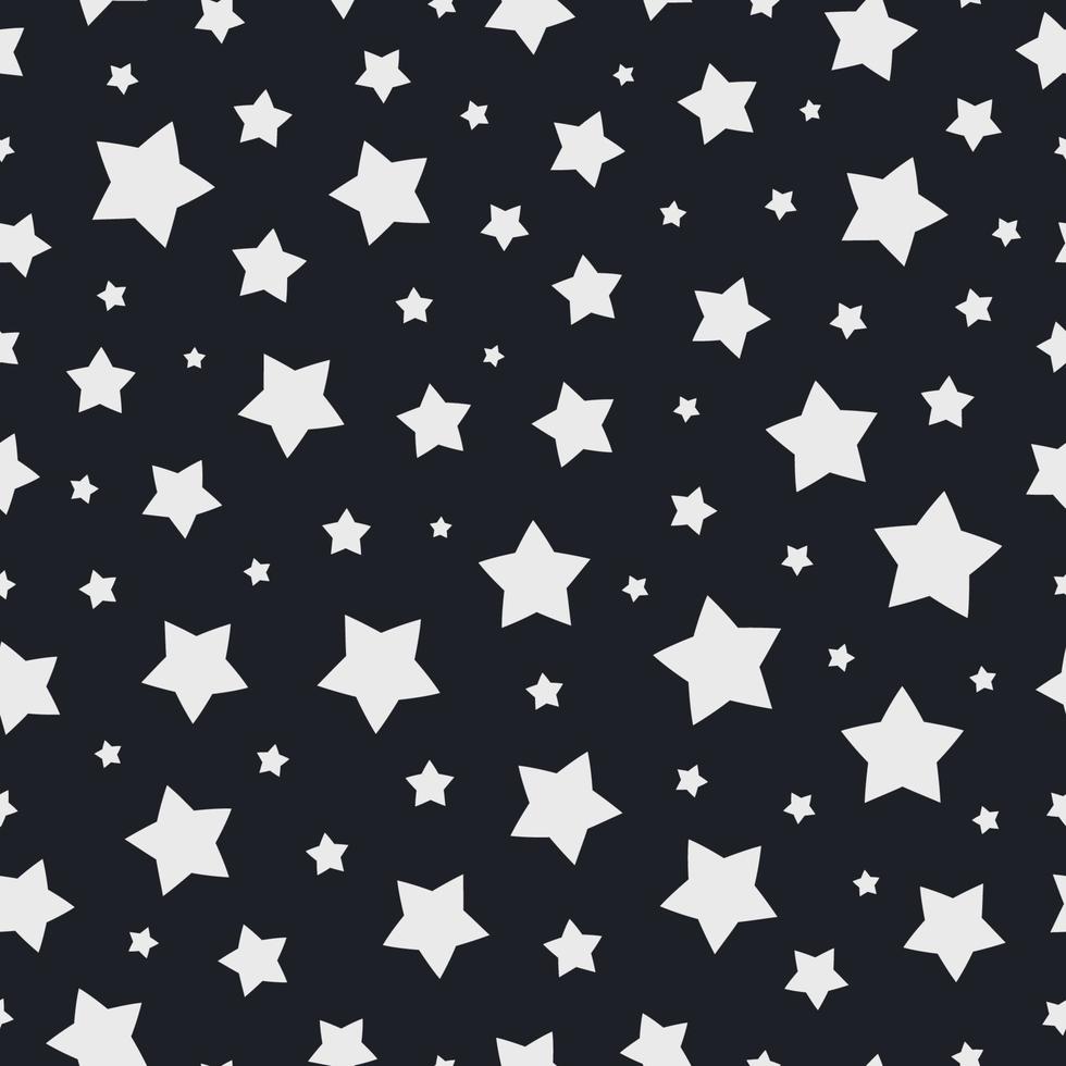 estrella de navidad de patrones sin fisuras color blanco sobre fondo negro para el elemento de decoración de navidad vector