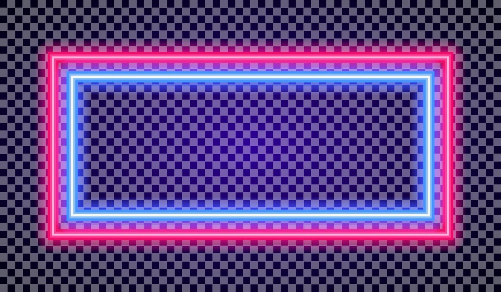 Neon horizontal frame colorful style on transparent background vector