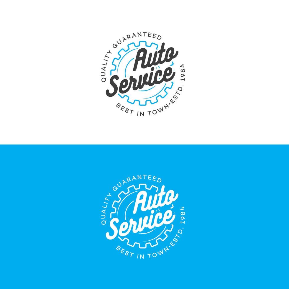 Auto auto service logo set with gear line style isolated on background for car fix vector