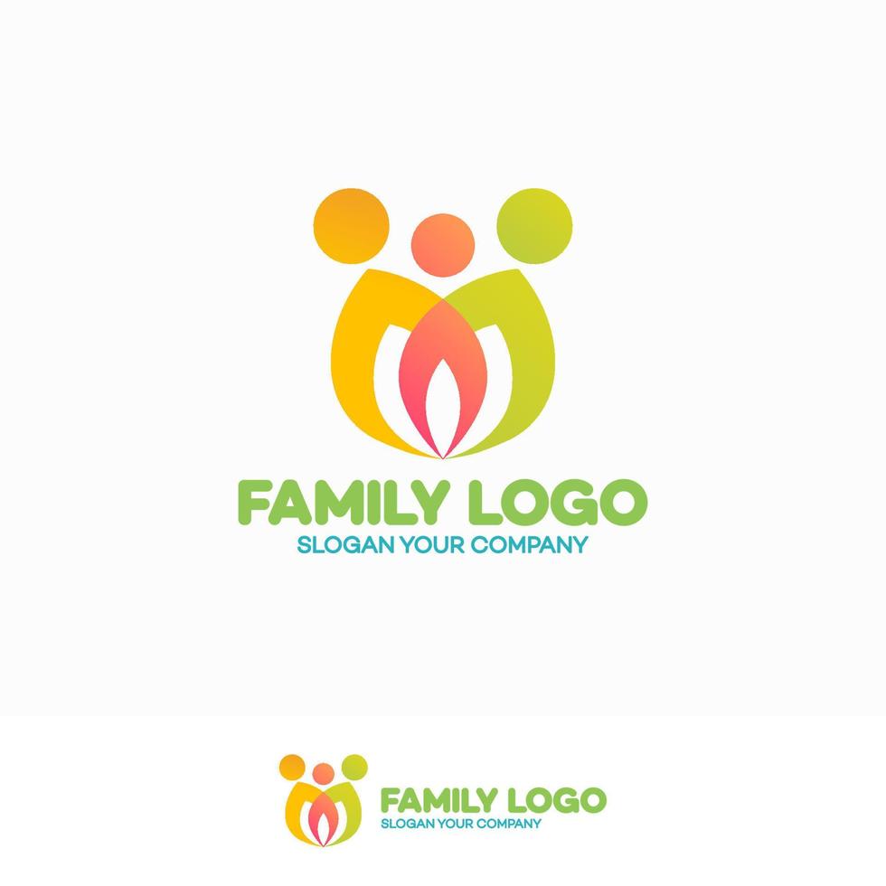 logotipo familiar compuesto por figuras simples mamá, papá e hijo vector