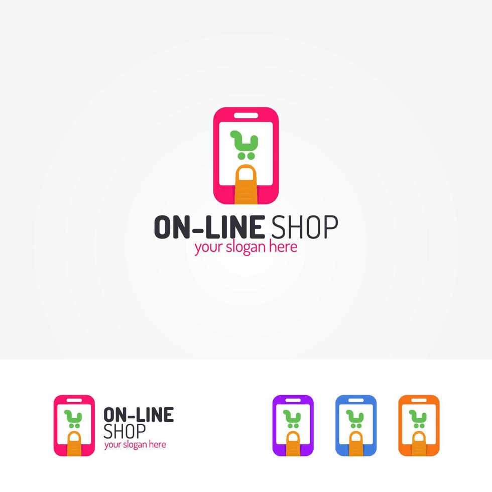 On line shopping logo consisting of cart in phone vector