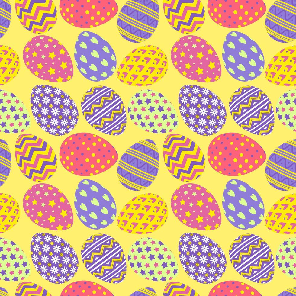 Happy easter eggs pattern colorful style with different pattern for promotion vector