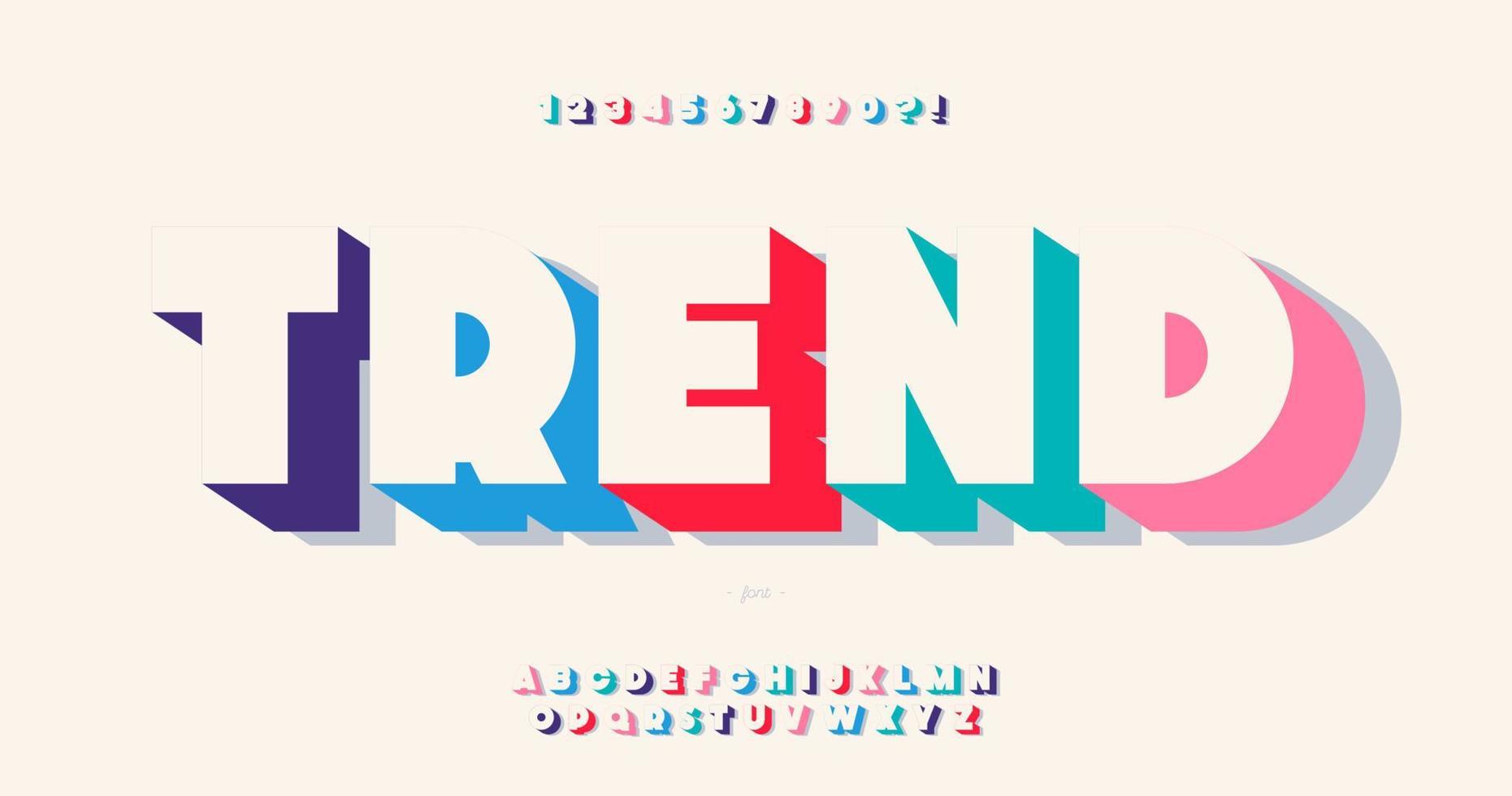Vector trend font 3d bold style trendy typography