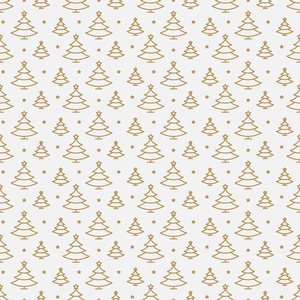 Christmas tree seamless pattern gold line style vector