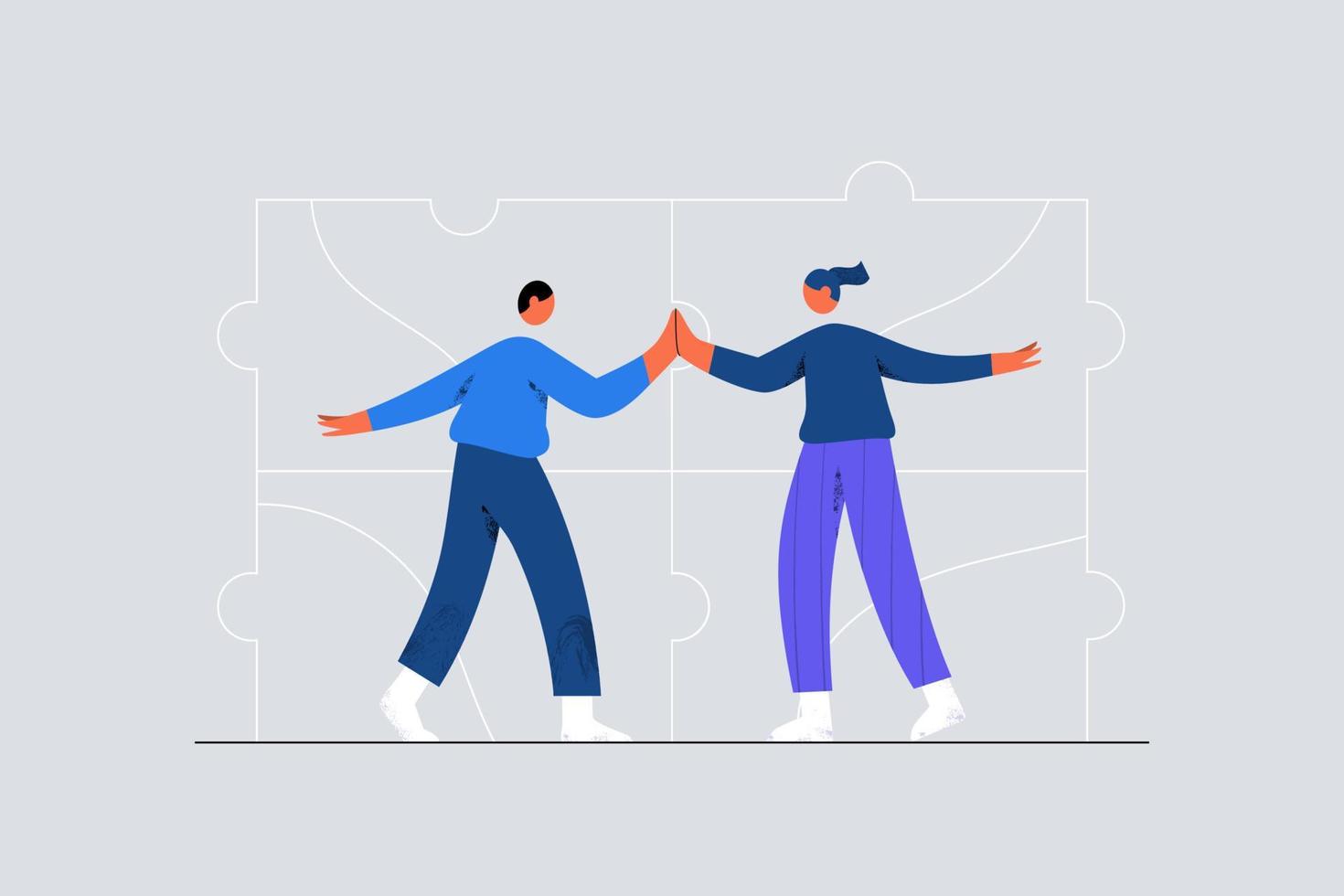Business people giving high five teamwork concept vector
