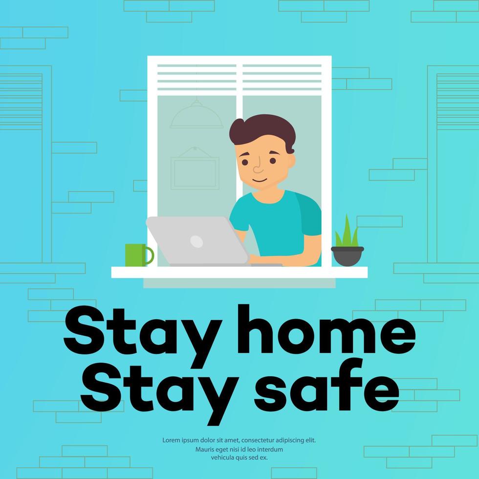 Stay home - concept illustration vector