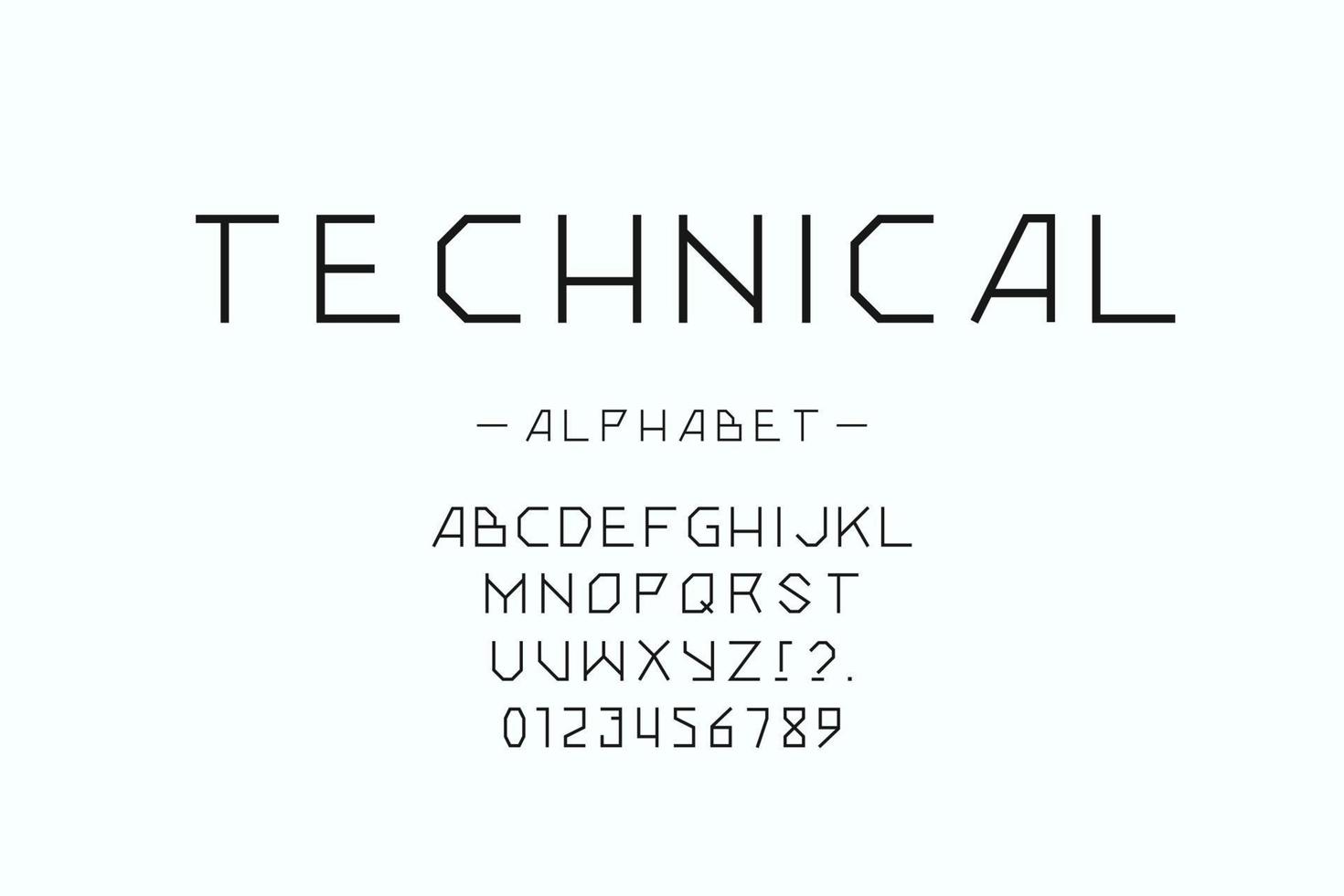 tipografía de moda de fuente técnica de vector moderno