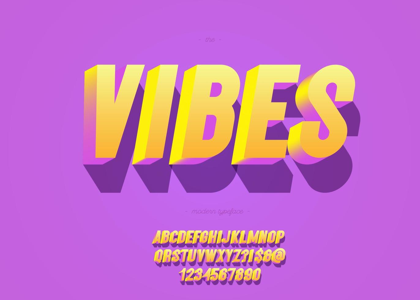 vibes font 3d negrita estilo inclinado tipografía moderna vector