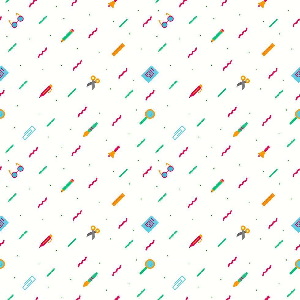 back to school seamless pattern trendy colorful style on white background vector