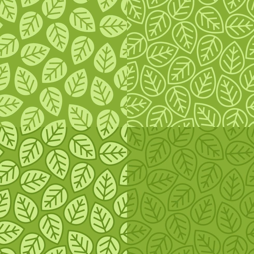 Leaves seamless pattern set green color for decoration ecology company vector