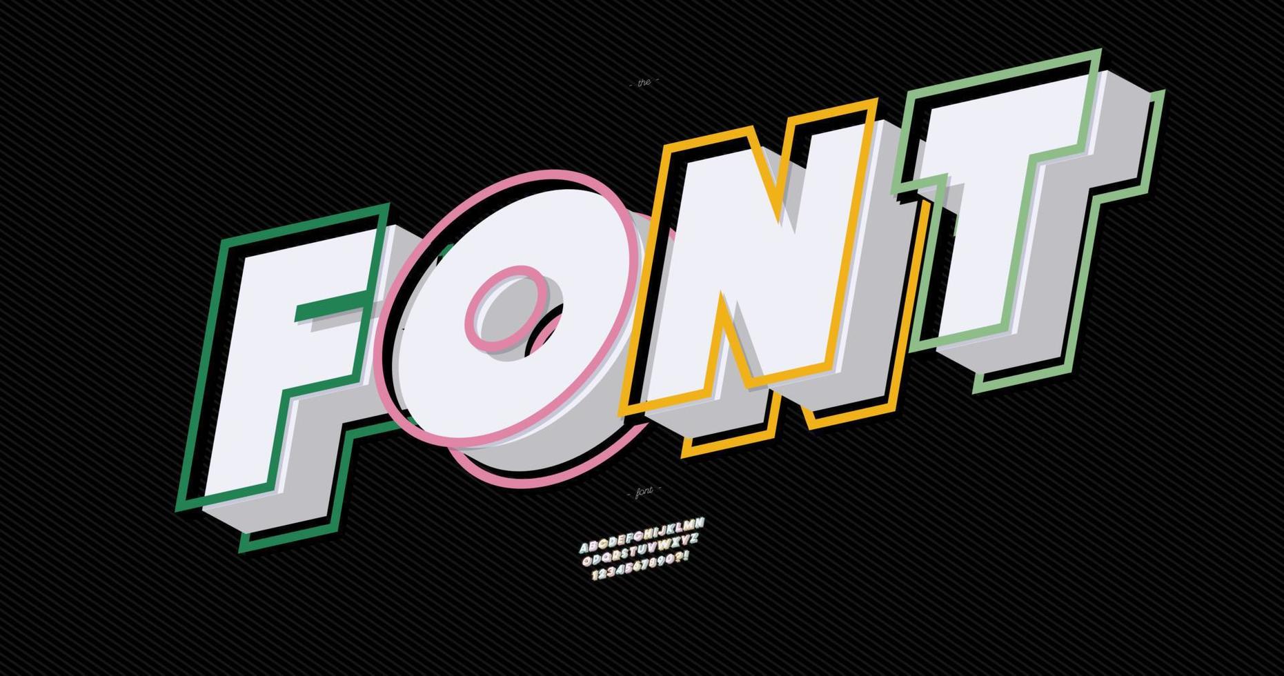 Vector font 3d bold style modern typography