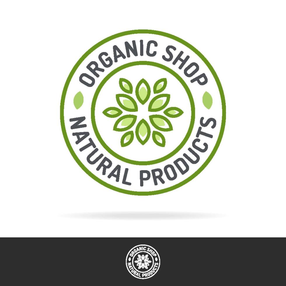 Organic shop logo set color line style vector