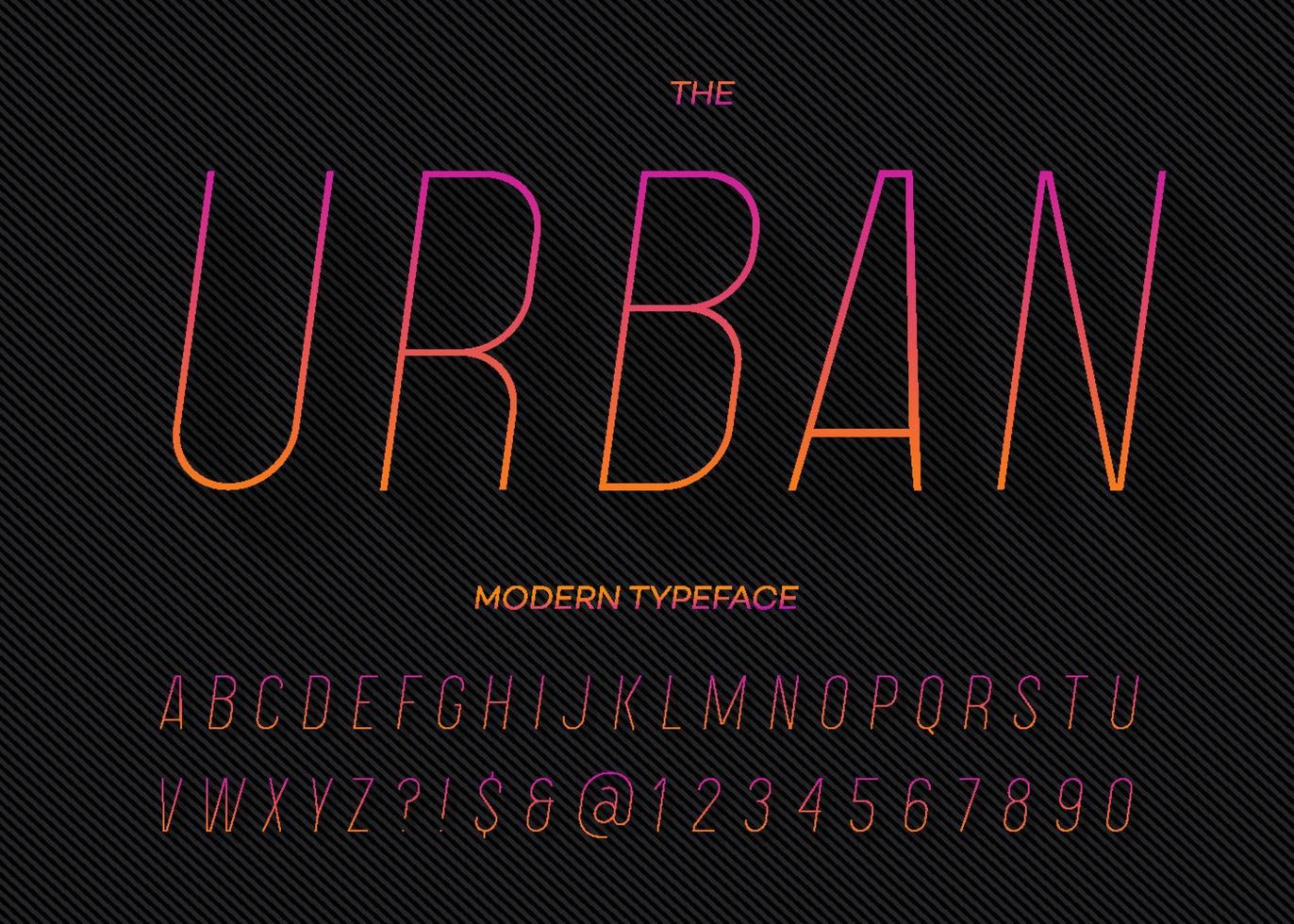 Urban modern dynamic slanted typeface gradient style vector