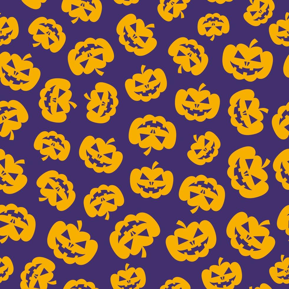 Halloween pattern pumpkin yellow color on lilac background for decoration holiday party vector