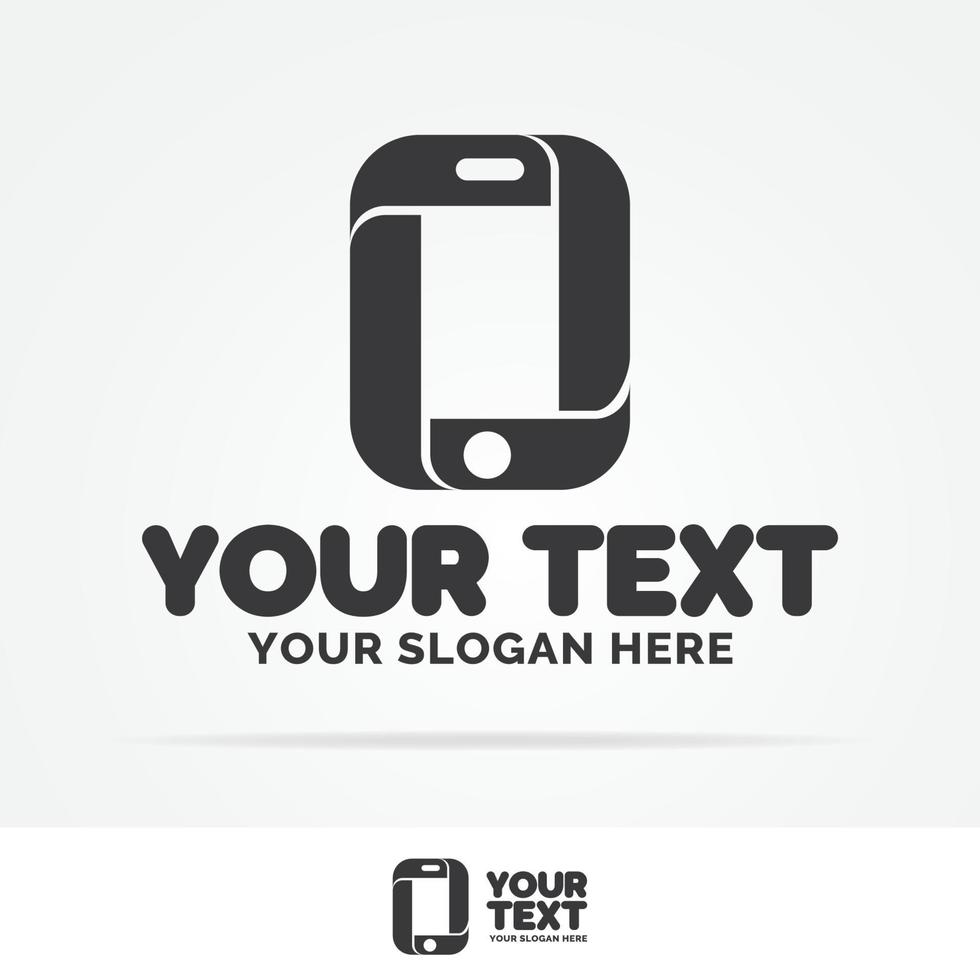 Mobile shop logo template with icon phone for cellphone store, phone service and repair vector