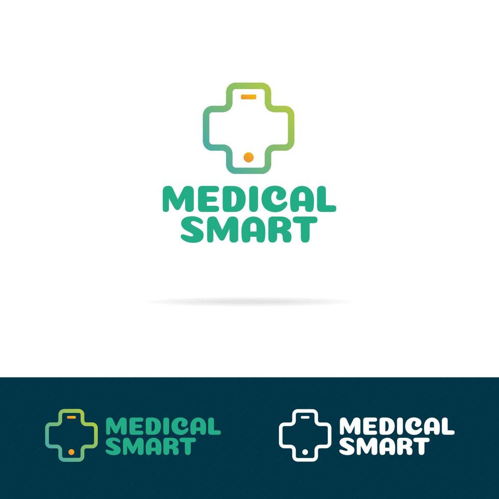 Medical smart logo set consisting of cross and phone vector