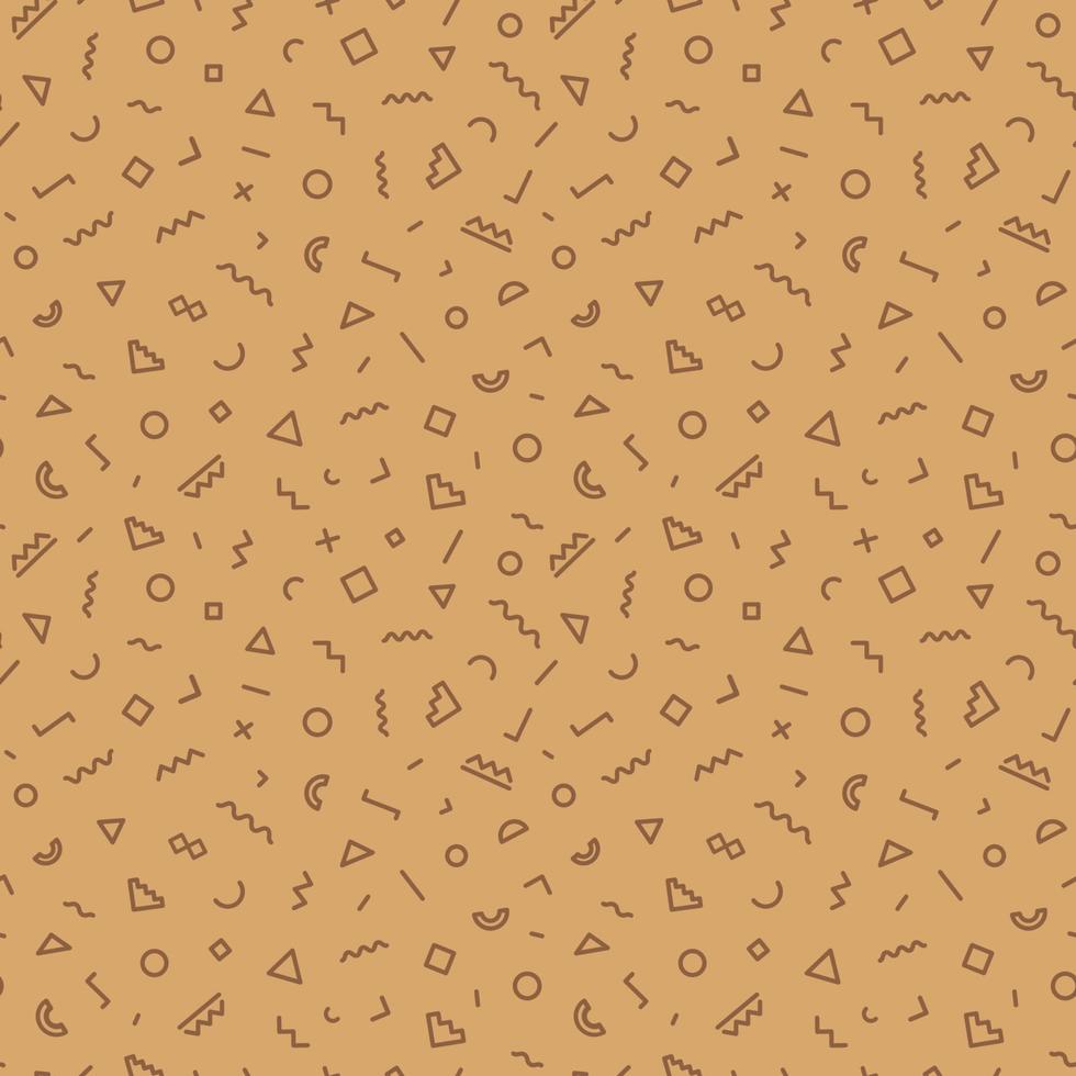 Memphis seamless pattern brown color consisting of geometric shapes and line for use branding project, business card, banner and other. Vector Illustration