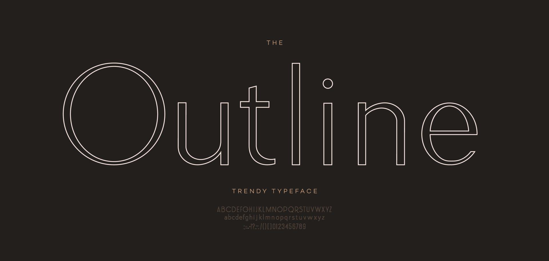 Outline font sans serif style modern typography vector