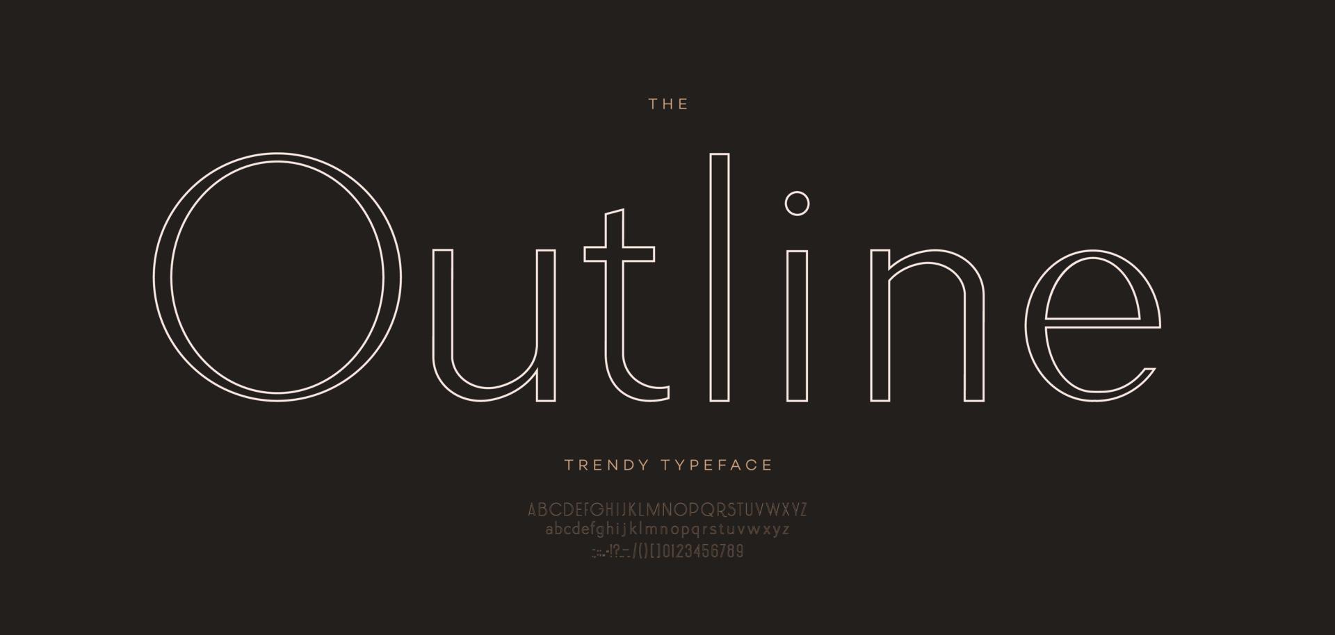 Outline font sans serif style modern typography vector
