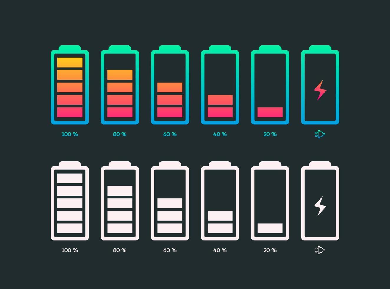 conjunto de símbolo de vector de batería