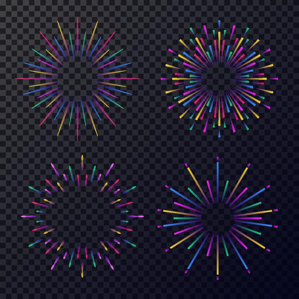 Vector neon stars set isolated on transparent background.