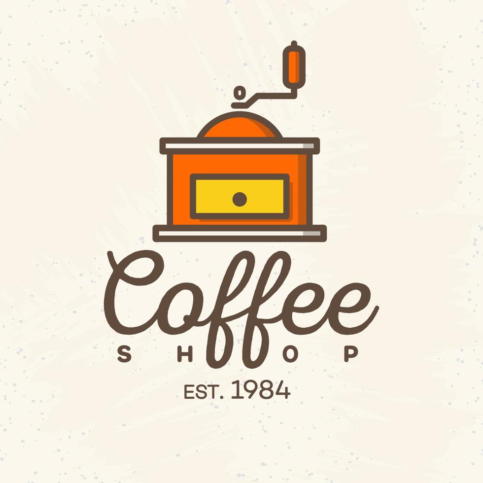 Coffee shop logo with coffee machine color style isolated on background for cafe, shop vector