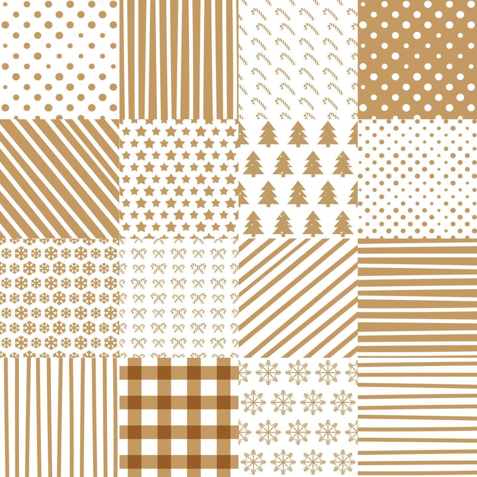 Christmas background set gold color consisting of christmas tree, snowflake, star, candy vector